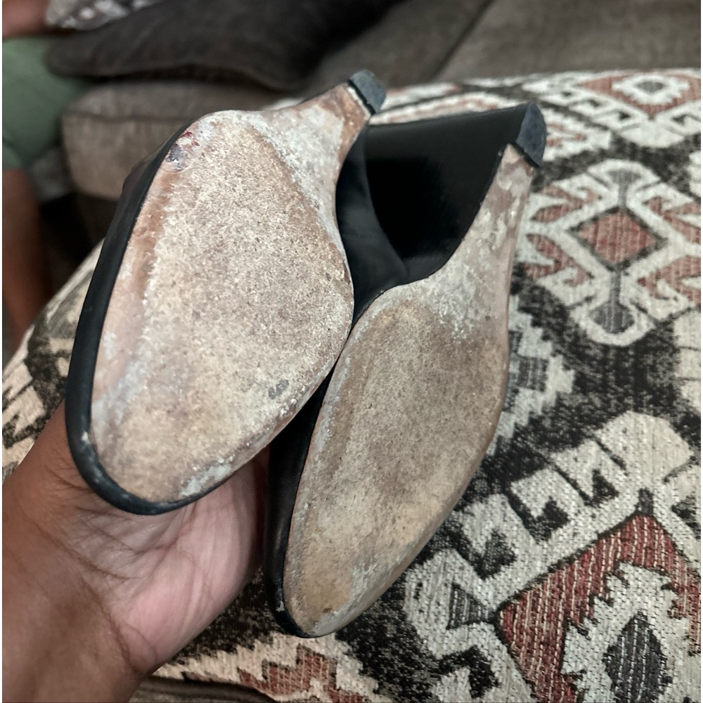 Black leather size 9 Tory Burch wedge heels used